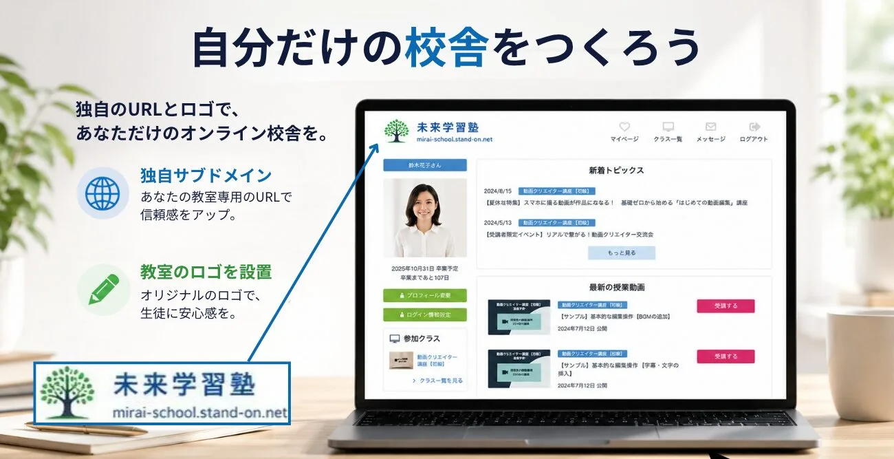 専用スクールサイトの画面イメージ