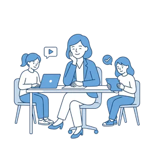 キラキラしたエフェクトの中で女性が喜んでいるイラスト